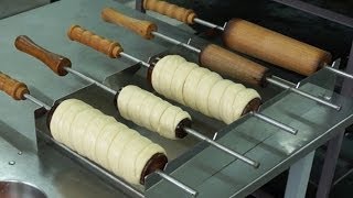 Kurtos Kalacs Making with Chimney Cake Ready Dough [upl. by Aerdma]