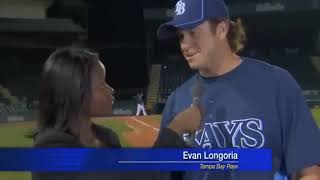 Evan Longorias Catch saves Reporters Life [upl. by Ayatnahs]