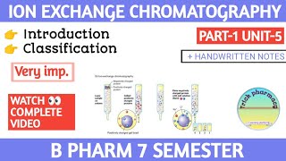 Ion exchange chromatography  unit 5  part 1  7 semester [upl. by Gladine]