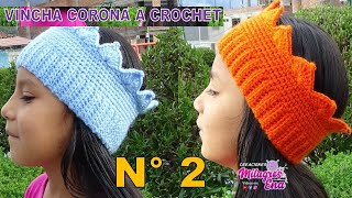 Como tejer la Vincha N° 2 banda o Diadema a crochet en forma de Corona para bebe y niña paso a paso [upl. by Brucie]