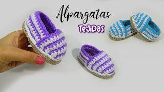 Alpargatas para bebe Tejidas a crochet  VARIAS TALLAS [upl. by Aninay555]