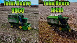 John Deere 9960 and 9930 Cotton Pickers Picking Cotton [upl. by Dalury]