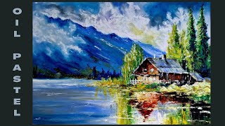 Ölpastellkreide Landschaft malen Tutorial Oil Pastel Painting Landscape drawing [upl. by Gavriella]