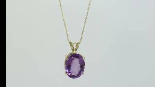 Natural Amethyst Solitaire Pendant Necklace 1025CT 14K YG 18” Chain  32994 [upl. by Des319]