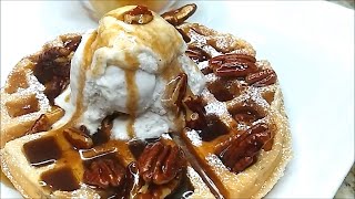 PECAN PRALINE SYRUP amp WAFFLES  PRALINE SAUCE  PECAN SAUCE  BREAKFAST  BRUNCH [upl. by Eerihs]