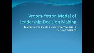 Vroom Yettons Model of Decision Making [upl. by Thay]