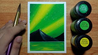 Easy Aurora Night Sky Poster Color Painting for Beginners  Stepbystep Tutorial [upl. by Latea]