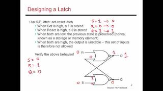 Video 40 SR Latch Design CSECE 3810 Computer Organization [upl. by Urita]