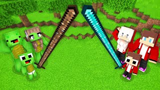 Mikey Family vs JJ Family LONGEST SWORD Survival Battle in Minecraft Maizen [upl. by Ykvir]