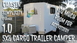 5x8 Cargo trailer camper Storage 10 ⛺️🌲🚙🌳 [upl. by Humph854]