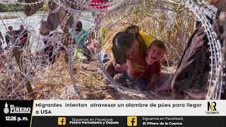 En su desesperación por llegar a EU niños migrantes intentan atravesar un alambre de púes [upl. by Alemaj]