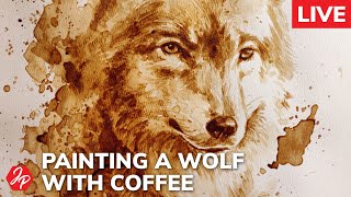 How to paint an Arctic Wolf with coffee [upl. by Anilad]