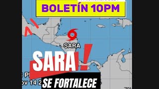 Boletín 10 PM de la Tormenta Tropical Sara que se fortalece un poco más sobre la costa se Honduras [upl. by Ylrehc827]