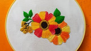 Beautiful flower embroidery Design for brginner [upl. by Aekim]