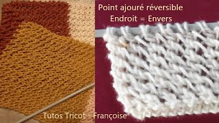 Tuto Tricot écharpe ajourée très facile  Point tricot  Tricoter un point ajouré réversible facile [upl. by Etireuqram]