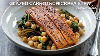 Vegan Comfort  Spinach Chickpea Stew with Balsamic Glazed Carrots [upl. by Allana]