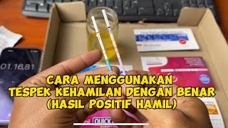 Cara menggunakan tespek kehamilan dengan benar positif hamil [upl. by Ynatil]