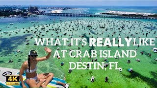 Crab Island Destin Florida  Aerial WalkSwim Tour East Pass Emerald Coast Beach Boat Drone Gulf [upl. by Sillert]