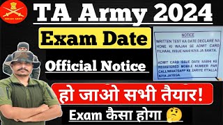 TA Army 2024 Exam Date ll TA Army Bharti 2024 Exam Date Zone Wise ll TA Army 2014 Exam Kb hoga [upl. by Petr849]