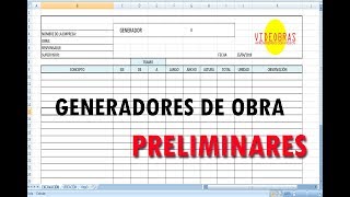 GENERADORES DE OBRA  PRELIMINARES [upl. by Nibram897]