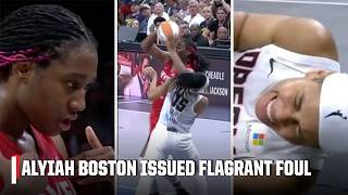 Aliyah Boston issued flagrant foul after rebounding her own miss  WNBA on ESPN [upl. by Slerahc]