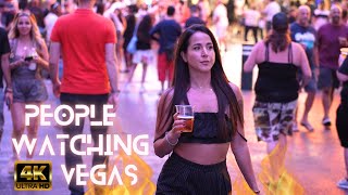 Fremont Street Las Vegas Hot Summer night in Las Vegas Fuego Friday 4K UHD video [upl. by Aibun499]