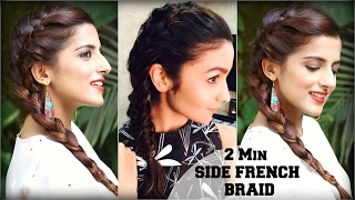 2 Min EASY Everyday Side French Plait For School College Work  Alia Bhatt  Indian Hairstyles [upl. by Tewfik]