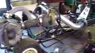 Homemade jet engine with power turbine powering a gocart [upl. by Rebmetpes]