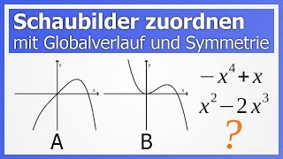 Schaubilder zuordnen über Globalverhalten und Symmetrie für ganzrationale Funktionen [upl. by Eedyak]