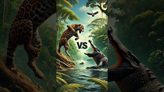 Jaguar vs Crocodile The Ultimate Showdown in the Amazon animals wildlife shorts [upl. by Bekaj]