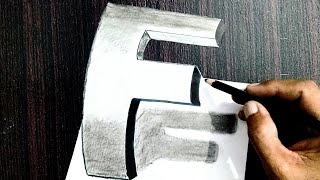 3d drawing tutorial  F Letter 3d drawing on paper  Optical illusion 😲 [upl. by Airdnax233]