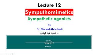 Lecture 12 Sympathetic Agonists  Dr Elsayed Abdelhad i 2023  2024 [upl. by Alemac]