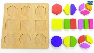 Learn Geometric Shapes for KidsHalves and fourths ShapesGeometryWooden Geometric Puzzle [upl. by Htebarual]