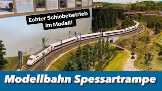 Modellbahn Spessartrampe mit ECHTEM Schiebebetrieb [upl. by Ybbob609]