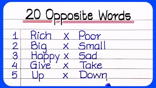 Opposite Words  20 Opposite word  Opposite words in english  अपोजिट वर्ड्स [upl. by Heyde]