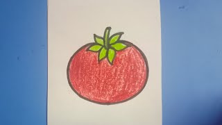 Easy to draw tomato 🍅How to draw tomato with plastic crayons [upl. by Lirbij]