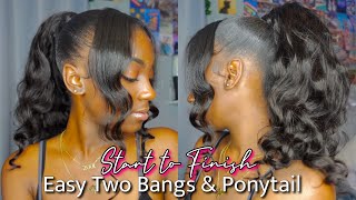 EASY TWO BANGS AND PONYTAIL TUTORIAL BEGINNER FRIENDLY  VIRAL TIKTOK HAIRSTYLES [upl. by Guidotti]