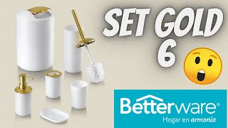 SET GOLD 6 🚽🛁🧼🪥🧴🫧 betterware decoracion baño hogar organization [upl. by Lanti]