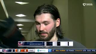 KIRILL MARCHENKO PostGame Interview  Columbus Blue Jackets vs Anaheim Ducks [upl. by Alis781]