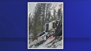 Boise County Sheriffs Office posts pictures of deputy truck and snowplow crash on Highway 21 [upl. by Noyad170]