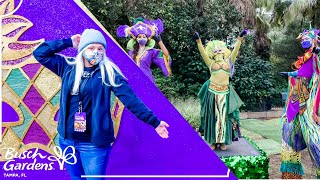 Busch Gardens Tampa Bay Mardi Gras 2021  OPENING NIGHT EXPERIENCE  Music Food Rides Atmosphere [upl. by Gombosi787]