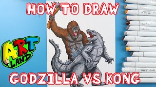 How to Draw GODZILLA VS KONG [upl. by Karee]