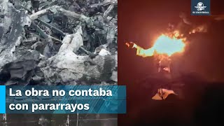 Se incendia escultura del Cristo pescador tras caerle un rayo [upl. by Dwight]