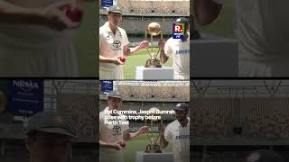 Bumrah and Cummins Pose with BorderGavaskar Trophy Ahead of 1st Test in Perth [upl. by Odinevneib]