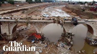 Drone footage shows scale of devastation caused by Spain floods [upl. by Yursa969]