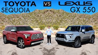 TOUGH LUXURY  2024 Lexus GX 550 vs 2024 Toyota Sequoia Comparison [upl. by Brynn]