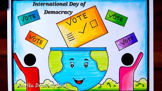 International Day of democracy drawing  Voters Awareness Drawing  Democracy Day Drawing Easy [upl. by Marcie]