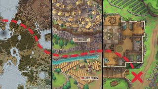 Creating an Interactive Fantasy Worldmap  Region Map and Battlemap combo in FoundryVTT [upl. by Ahseined]