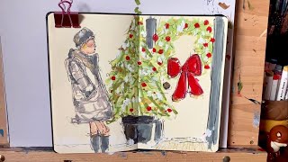 Christmas Fashion Sketch Tutorial  Drawing for Beginners EASY [upl. by Deina]