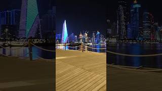 Doha city Qatar view from corniche [upl. by Ahsirek282]